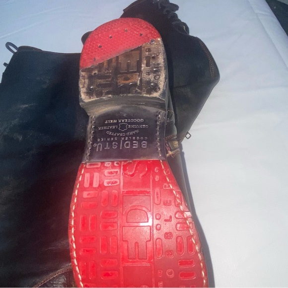 BED|STU Black and Red Lace Up Boots - Picture 11 of 11